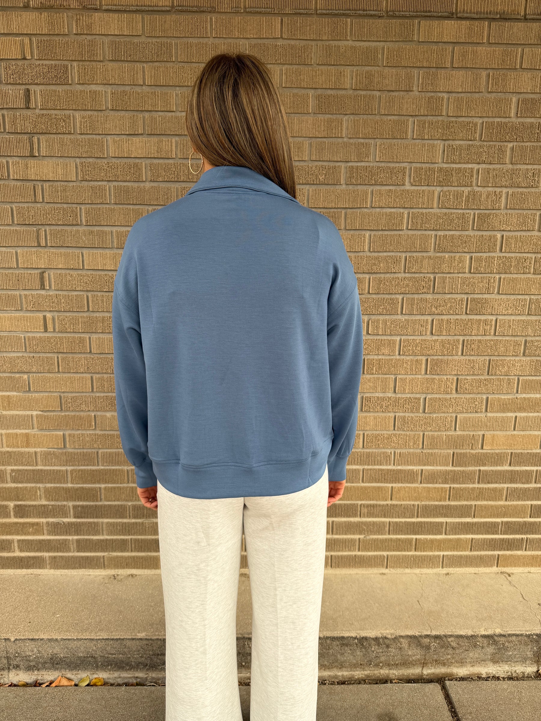 Modal Zip Up Pullover - Paradise Blue