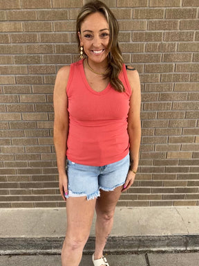 Essential V Neck Baby Ribbed Tank