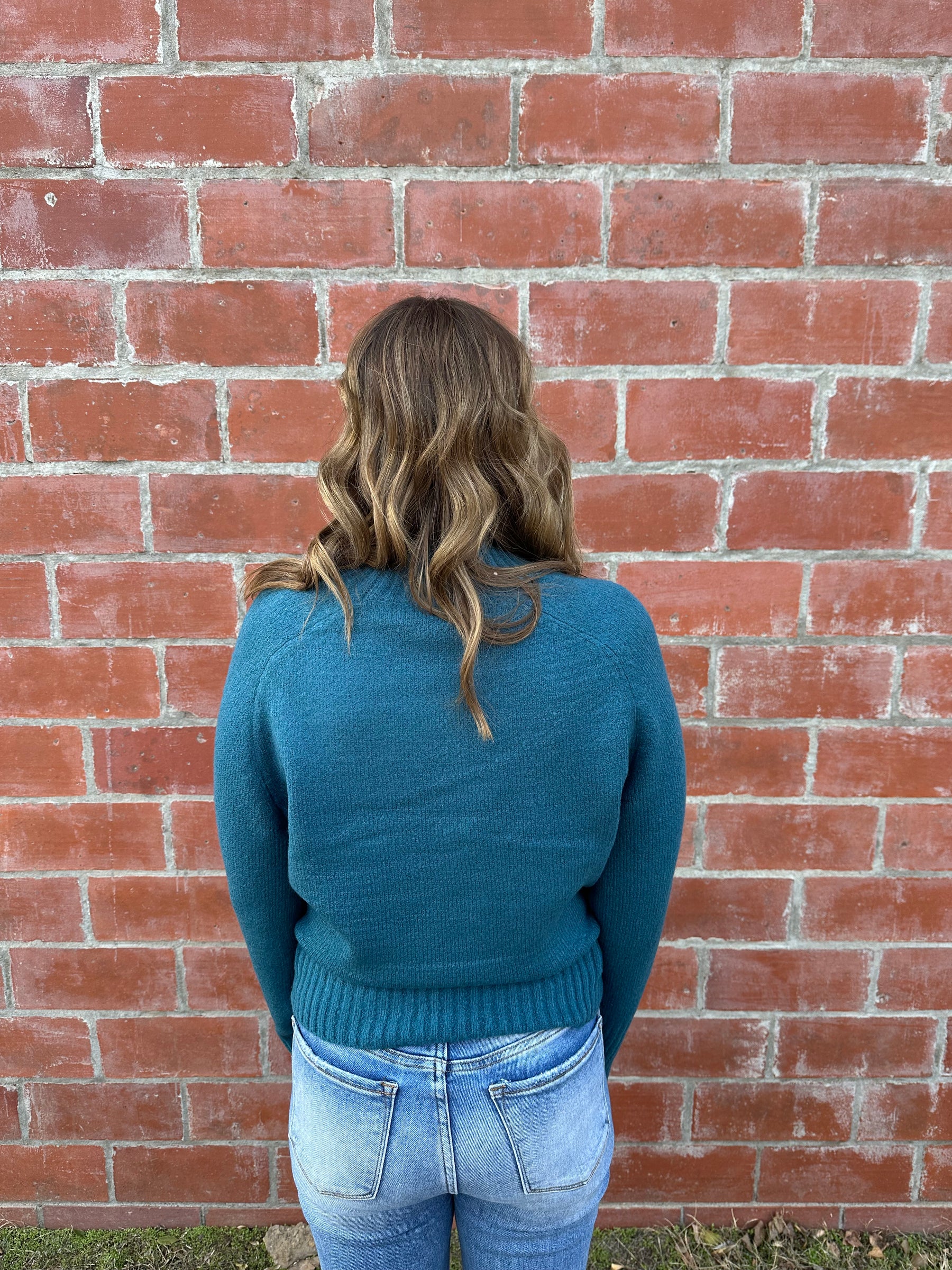 Teal Mock Neck Sweater