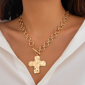 Trending Hammered Cross Necklace