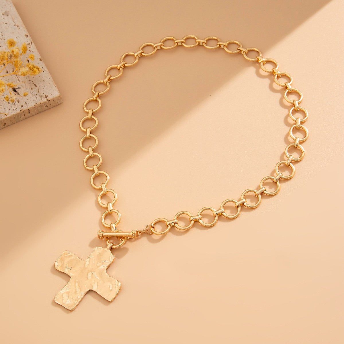 Trending Hammered Cross Necklace