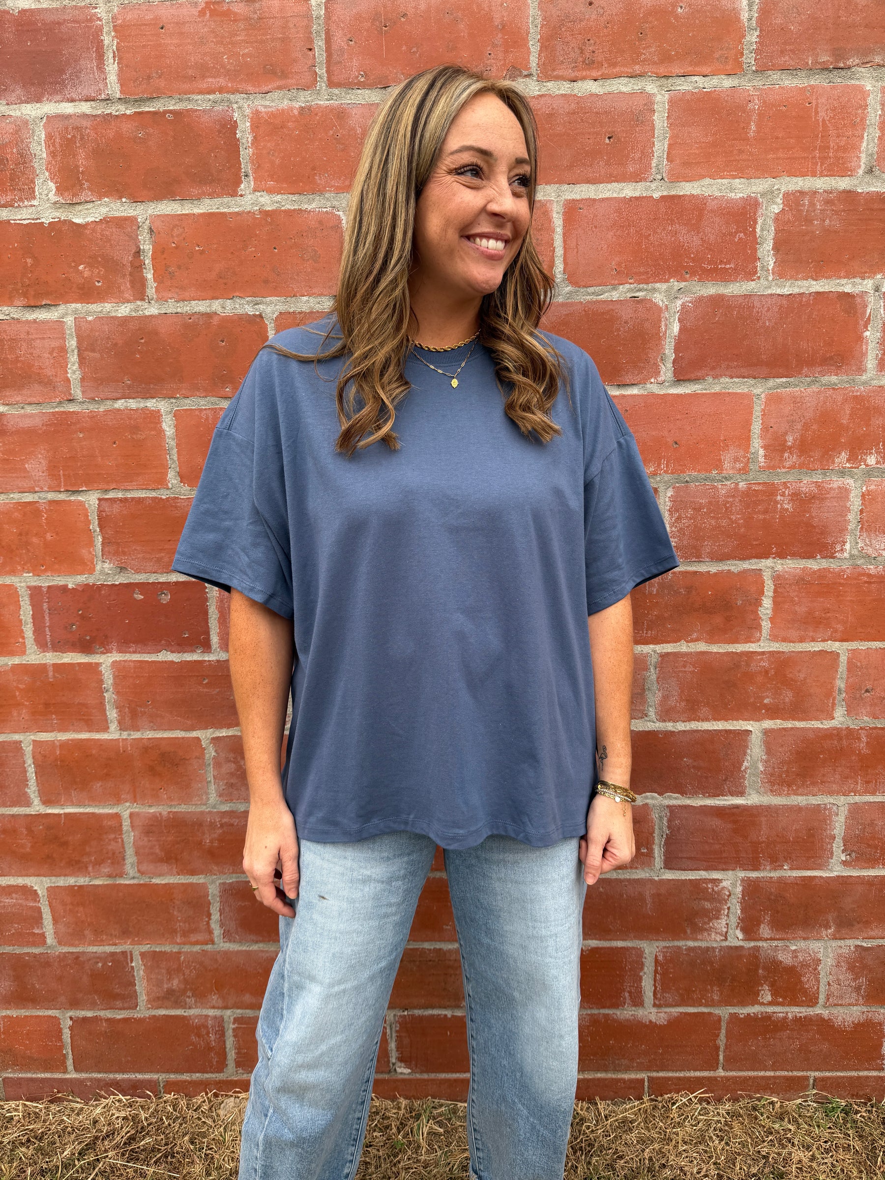 Chill All Day Oversized Tee - Dusty Navy