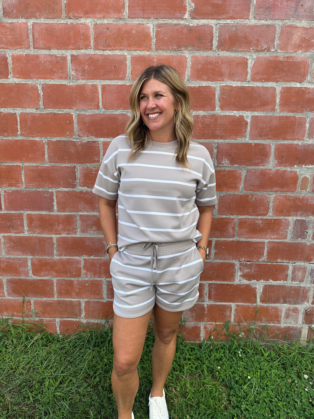 Rosie Shorts - Mushroom Stripe