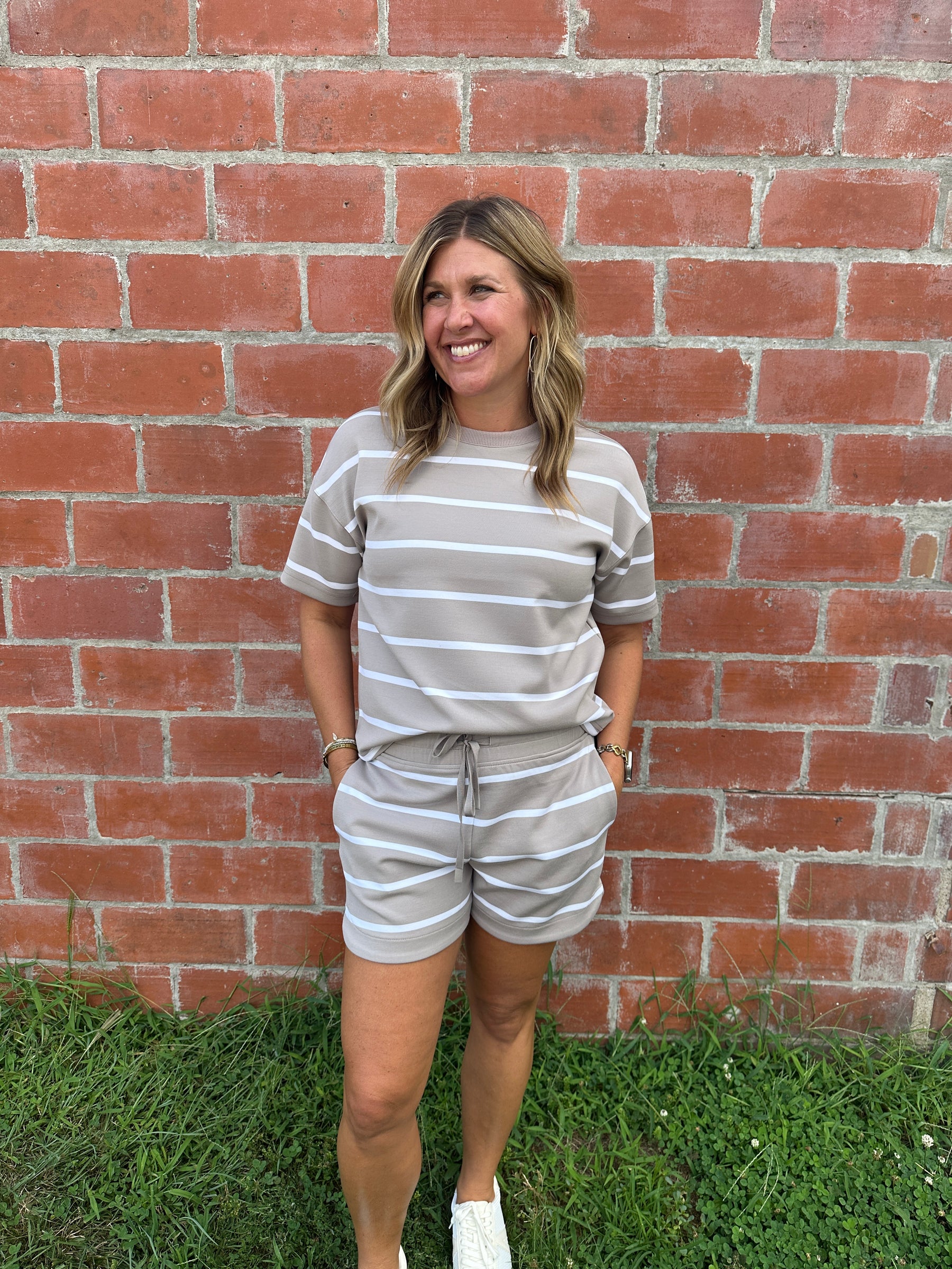 Rosie Shorts - Mushroom Stripe