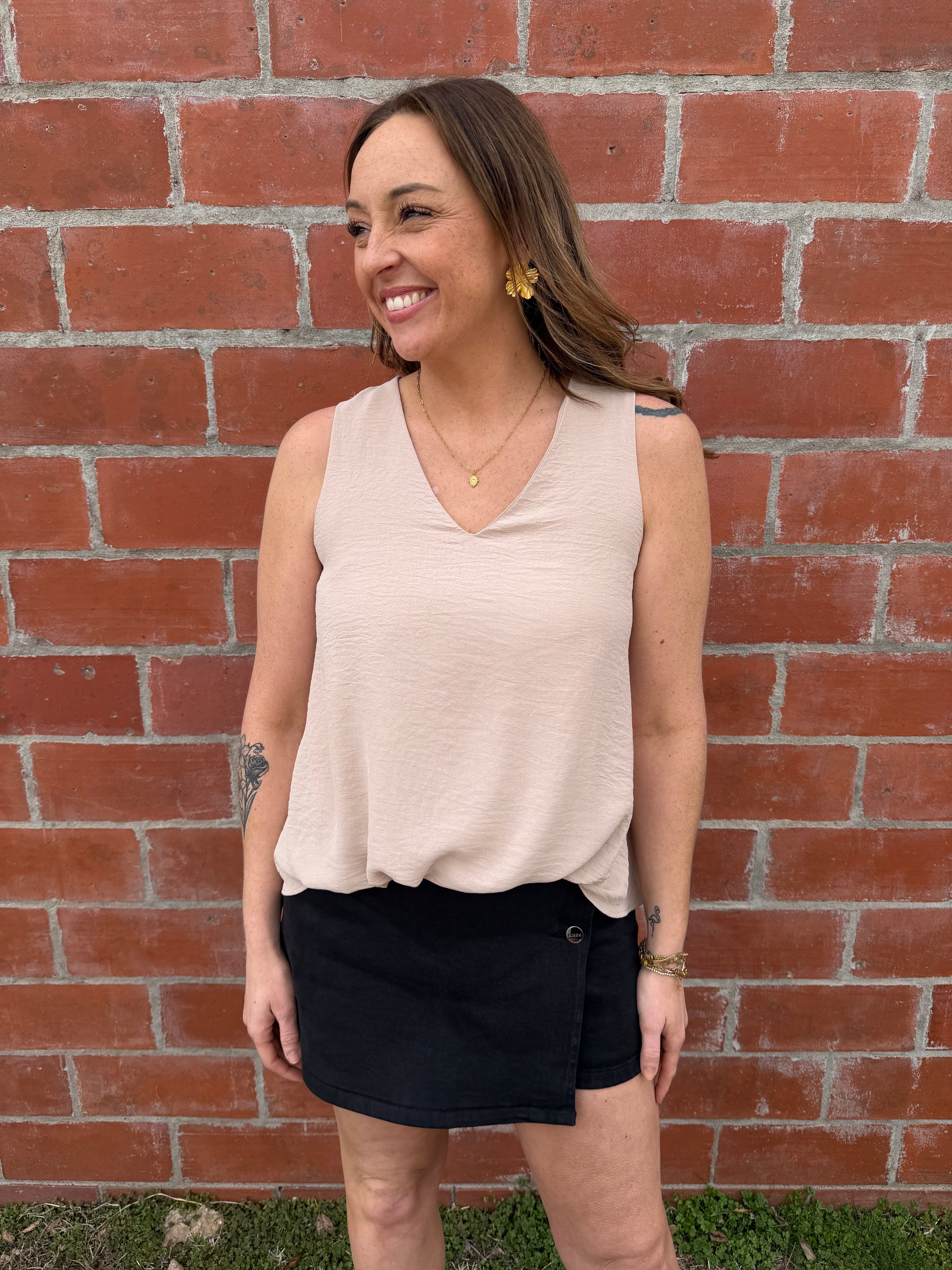 Button Down Skort - Black