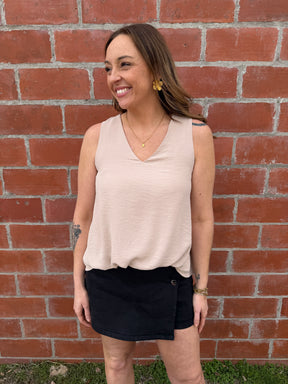 Button Down Skort - Black