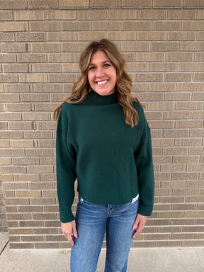 Deep Green Mock Neck Sweater
