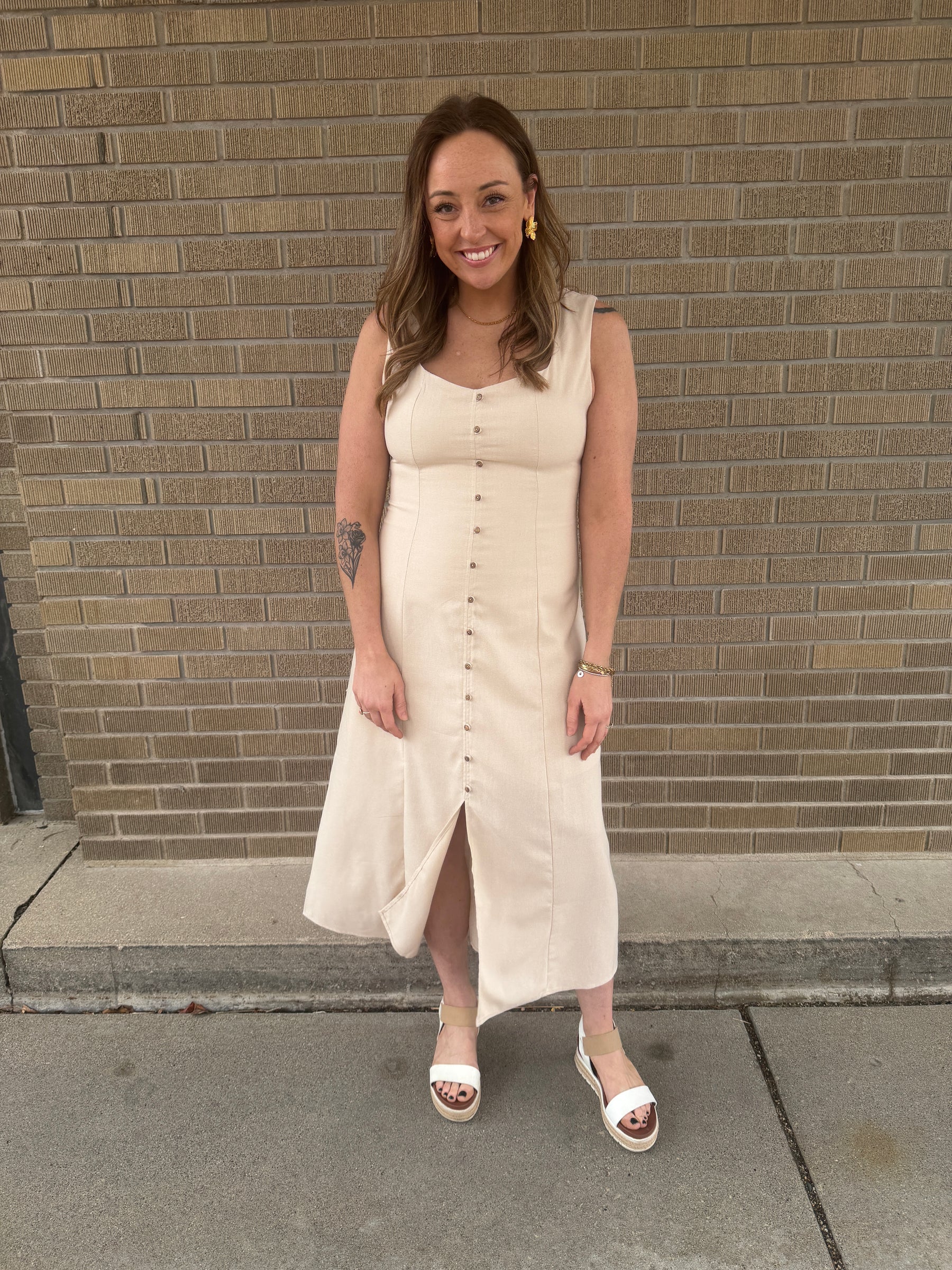 Khaki Button Up Dress