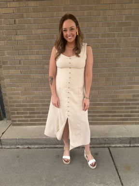 Khaki Button Up Dress