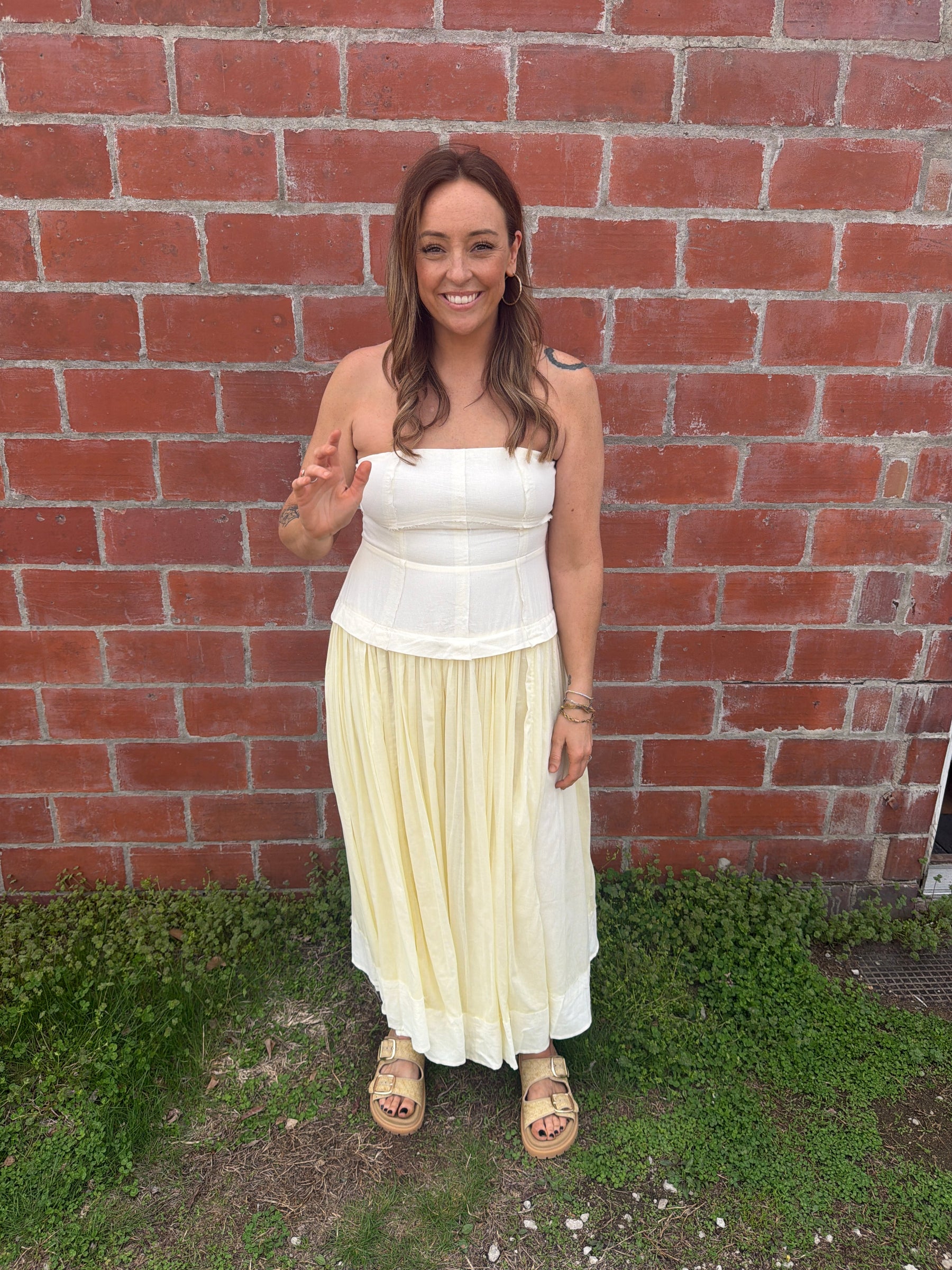 Pale Yellow Midi Dress
