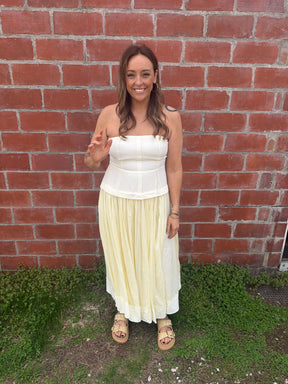 Pale Yellow Midi Dress