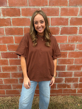 Chill All Day Oversized Tee - Chestnut