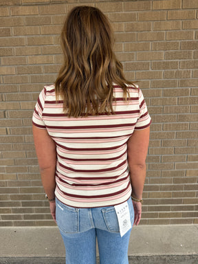 Asher Tee - Pink Burgundy Stripe