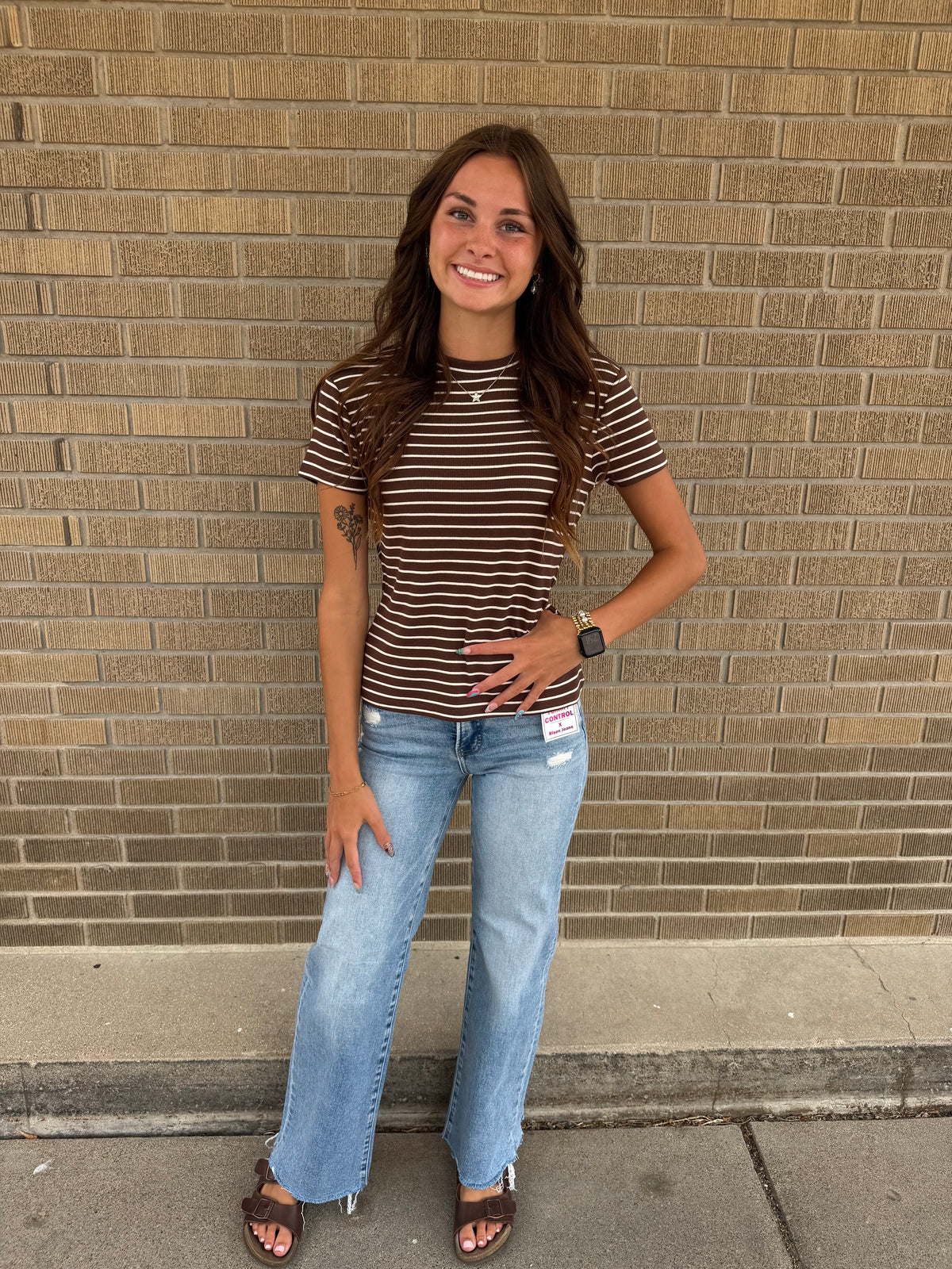 Annie Tee - Mahogany Cream Stripe