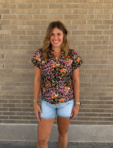Black Floral Blouse