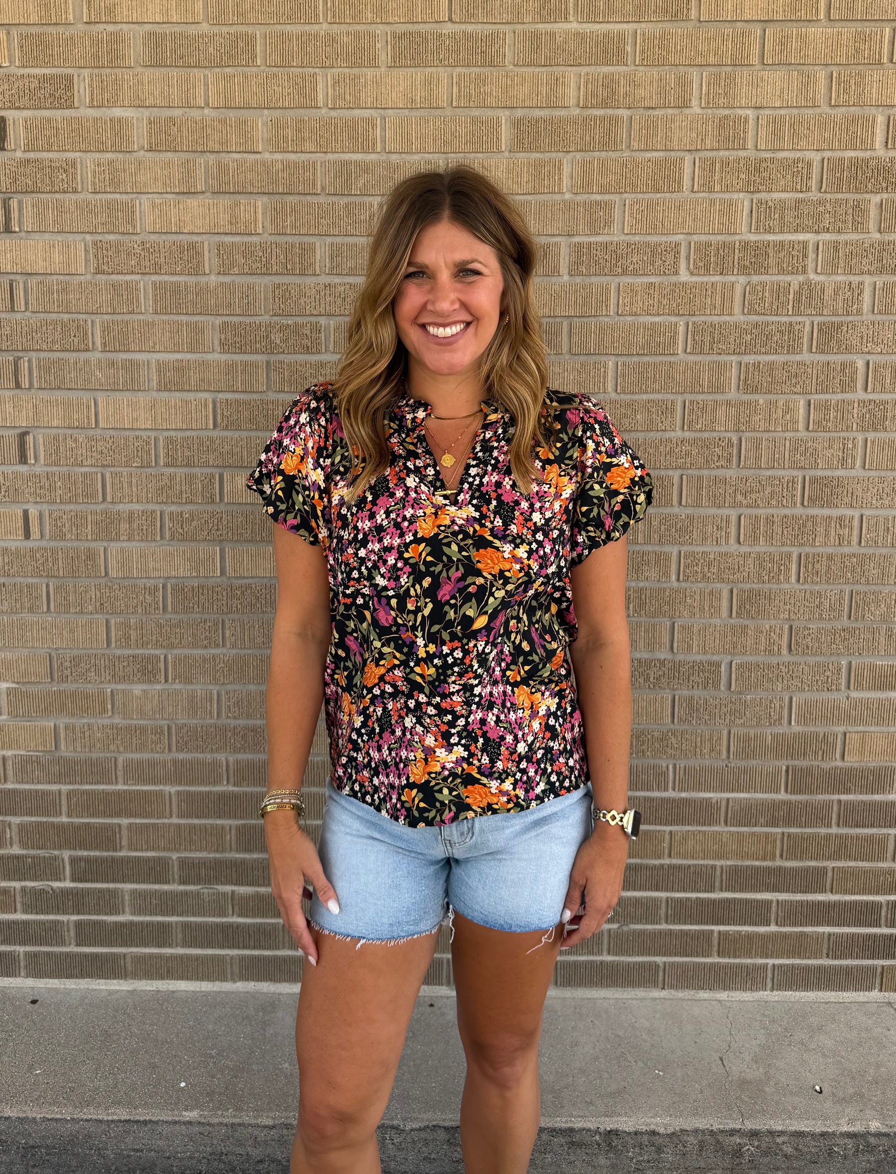 Black Floral Blouse