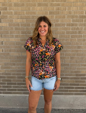Black Floral Blouse