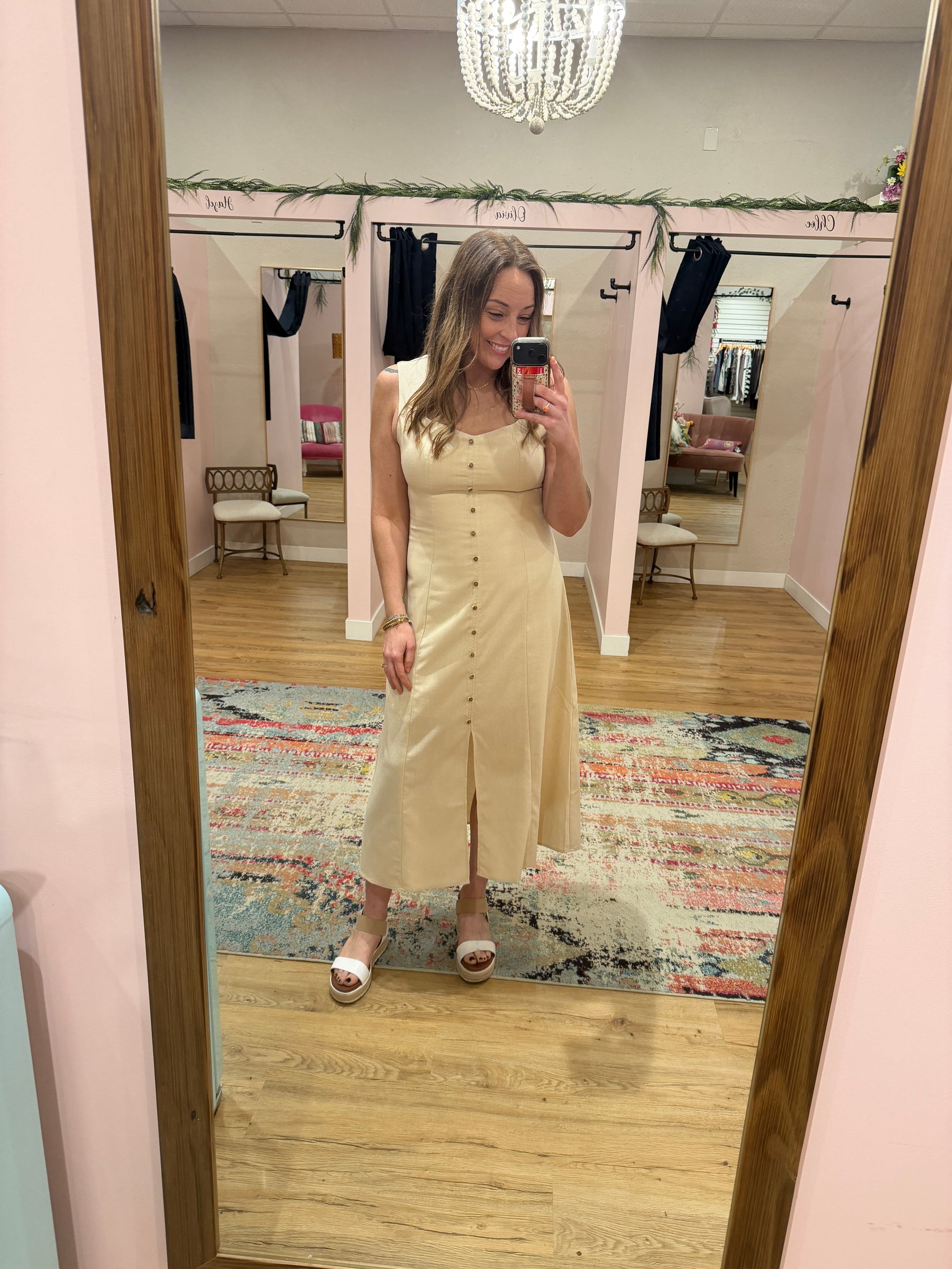 Khaki Button Up Dress