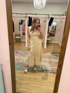 Khaki Button Up Dress