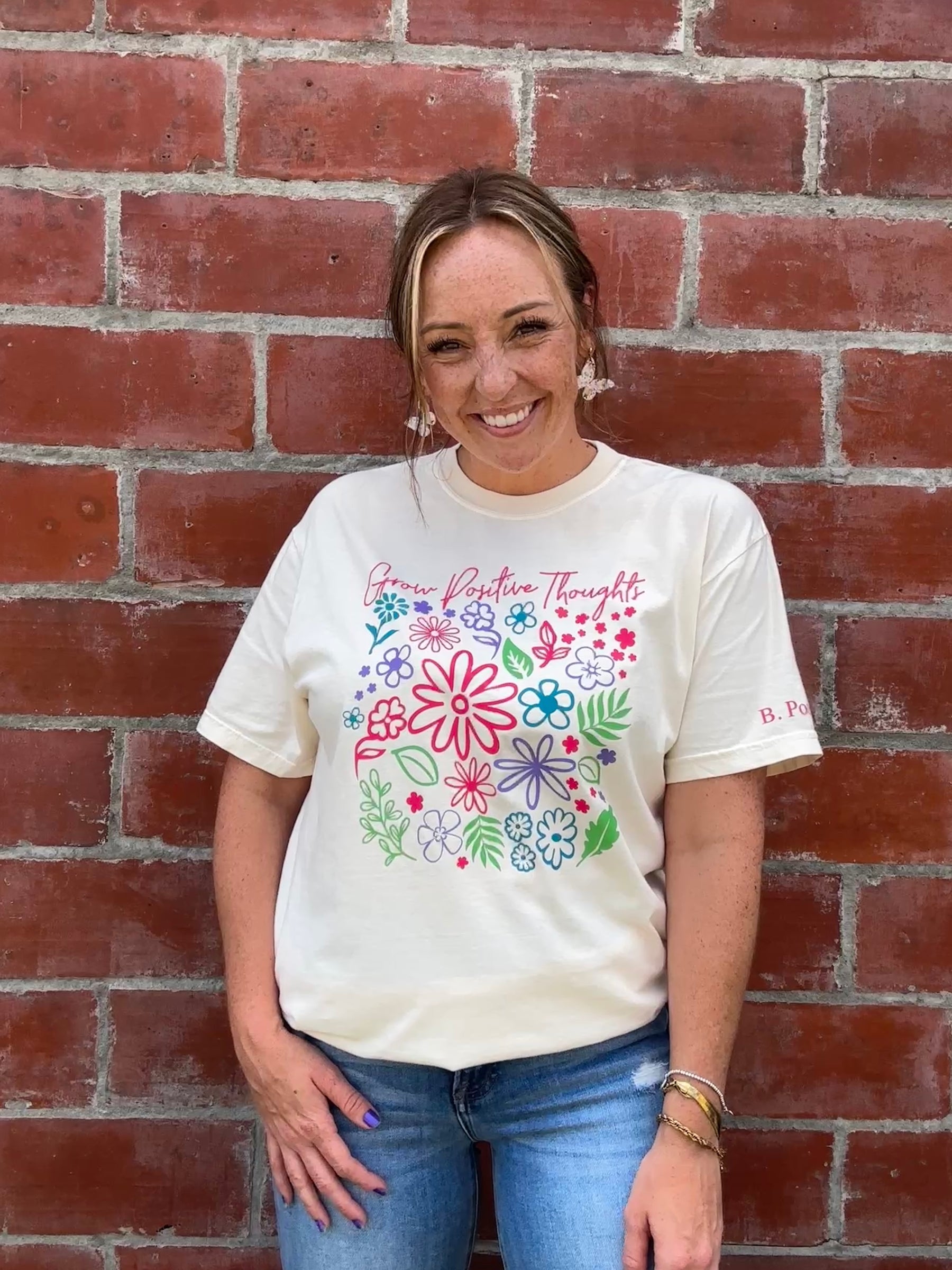 Grow Positive Thoughts Tee - Cream