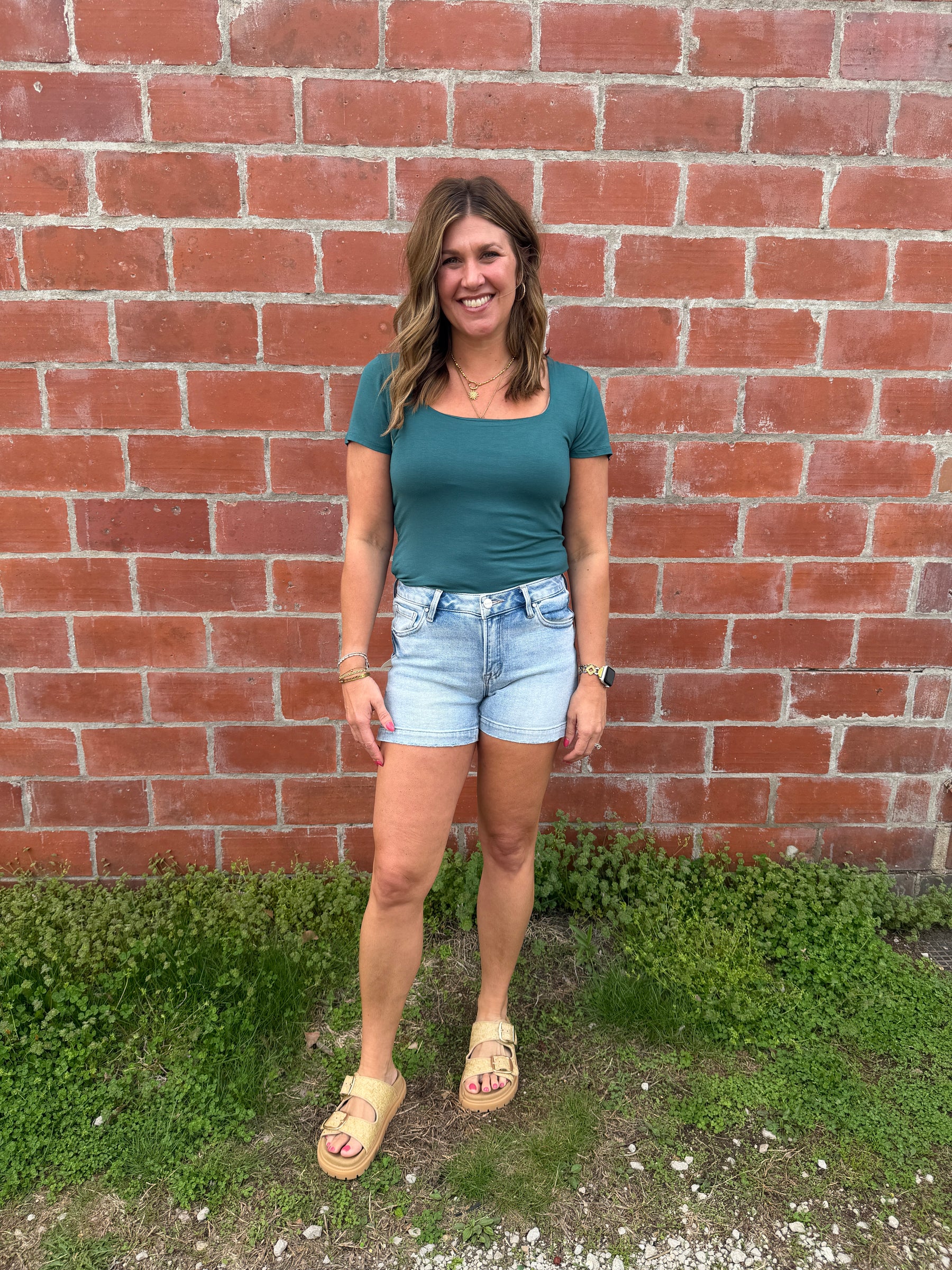 Everyday Square Neck Tee - Dark Teal