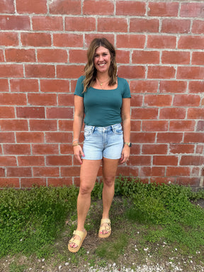 Everyday Square Neck Tee - Dark Teal