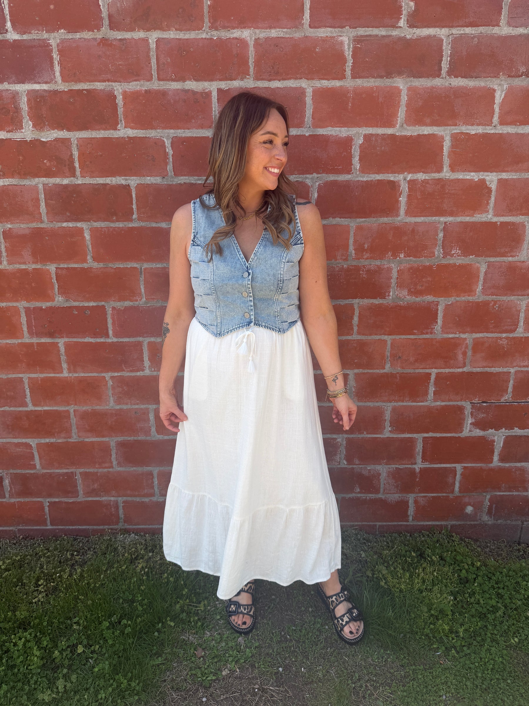 Checkered Denim Vest