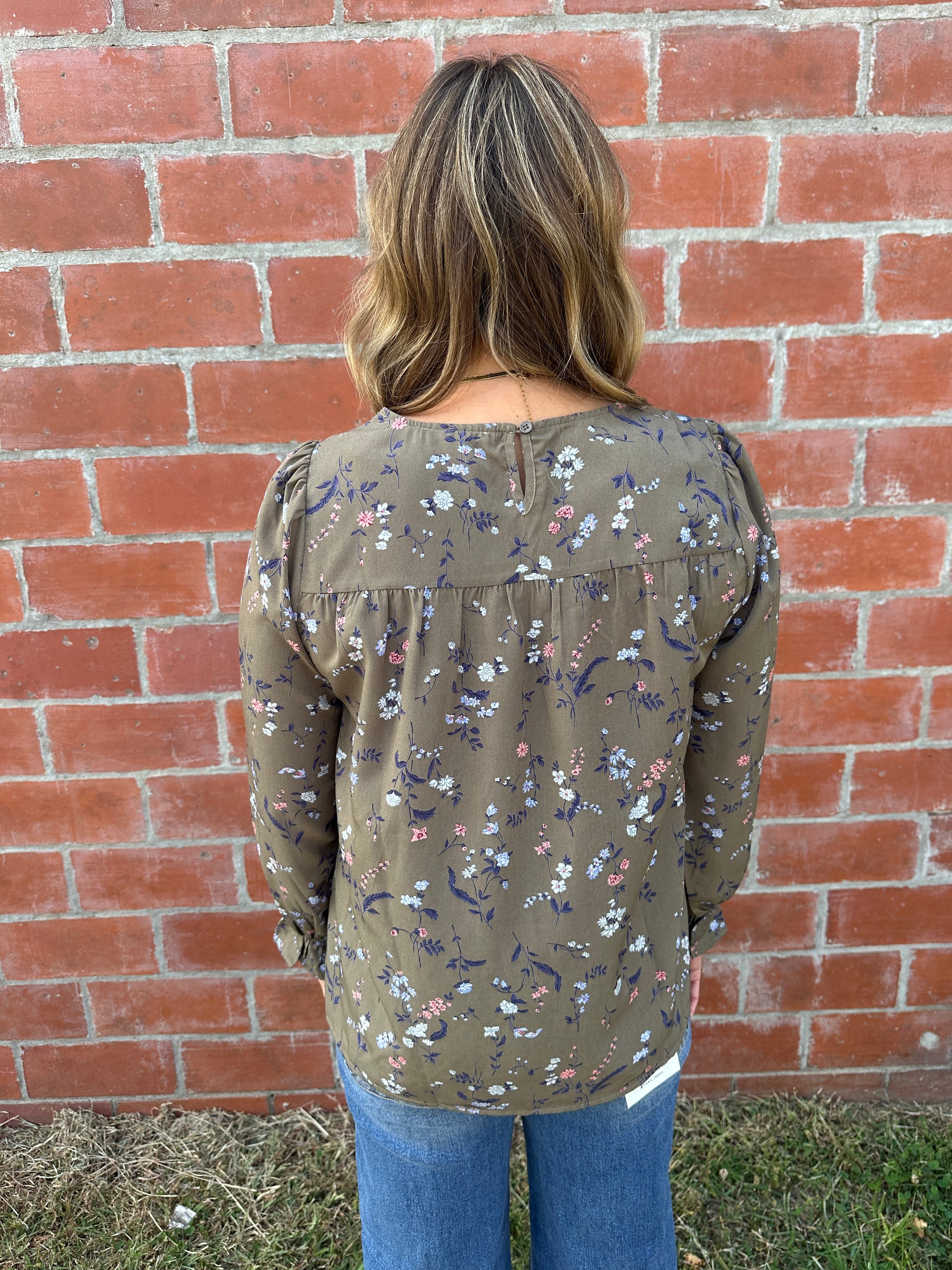 Olive Floral Blouse
