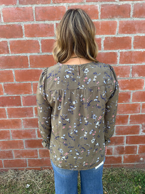 Olive Floral Blouse