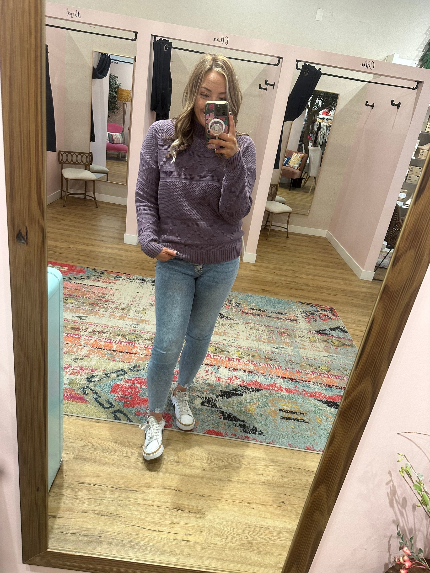 Purple Pom Sweater