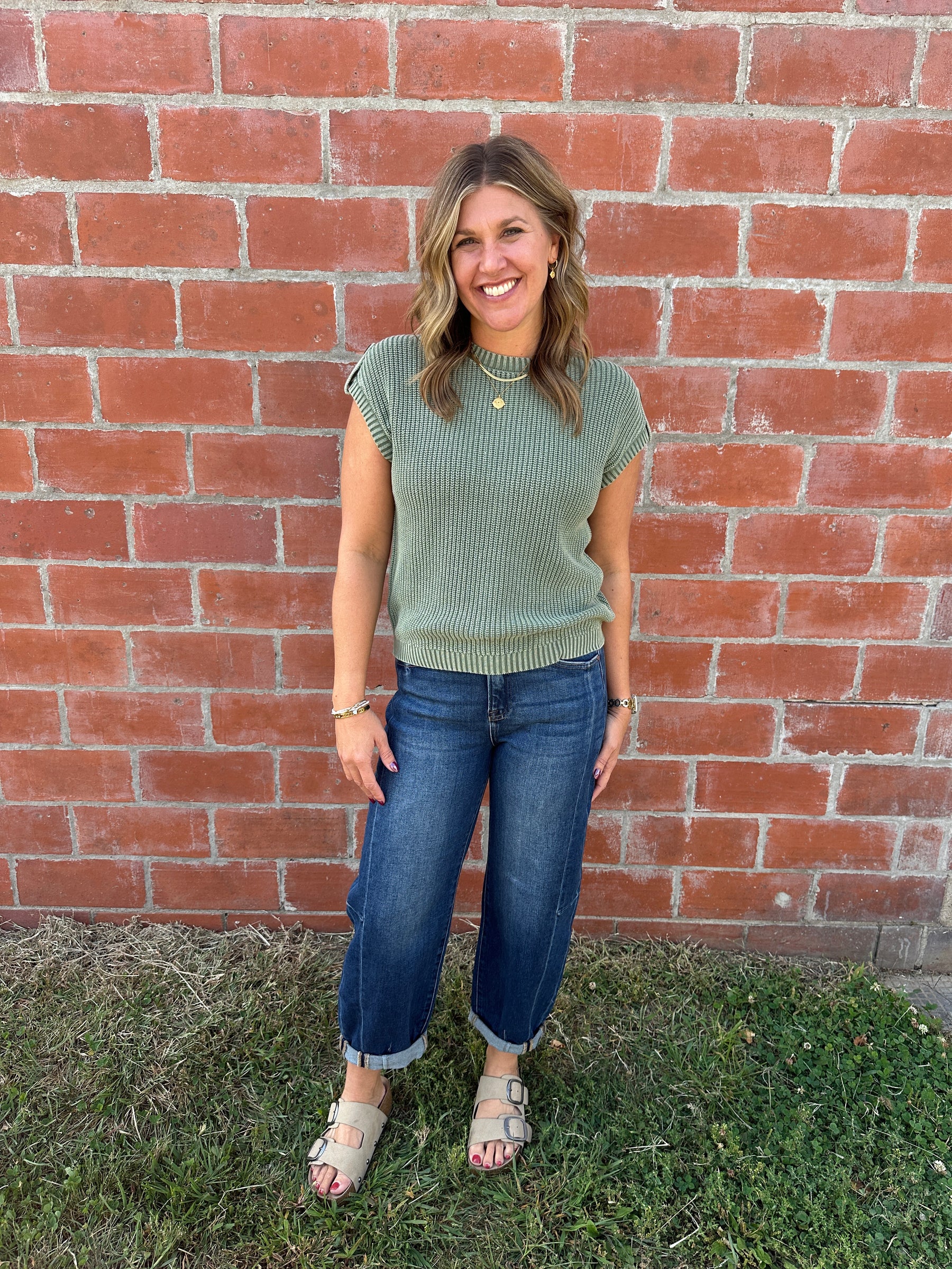 Olive Knit Sweater Top