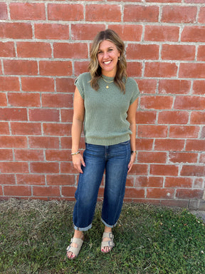 Olive Knit Sweater Top