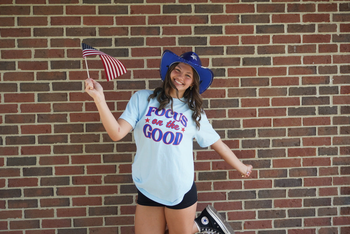 Focus On The Good Tee - Blue & Red