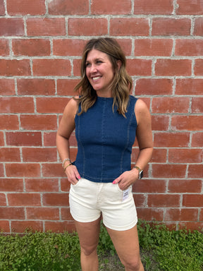 Dark Denim Tie Back Tank