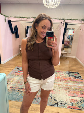 Button Up Tank - Brown