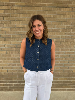Polka Dot Denim Vest