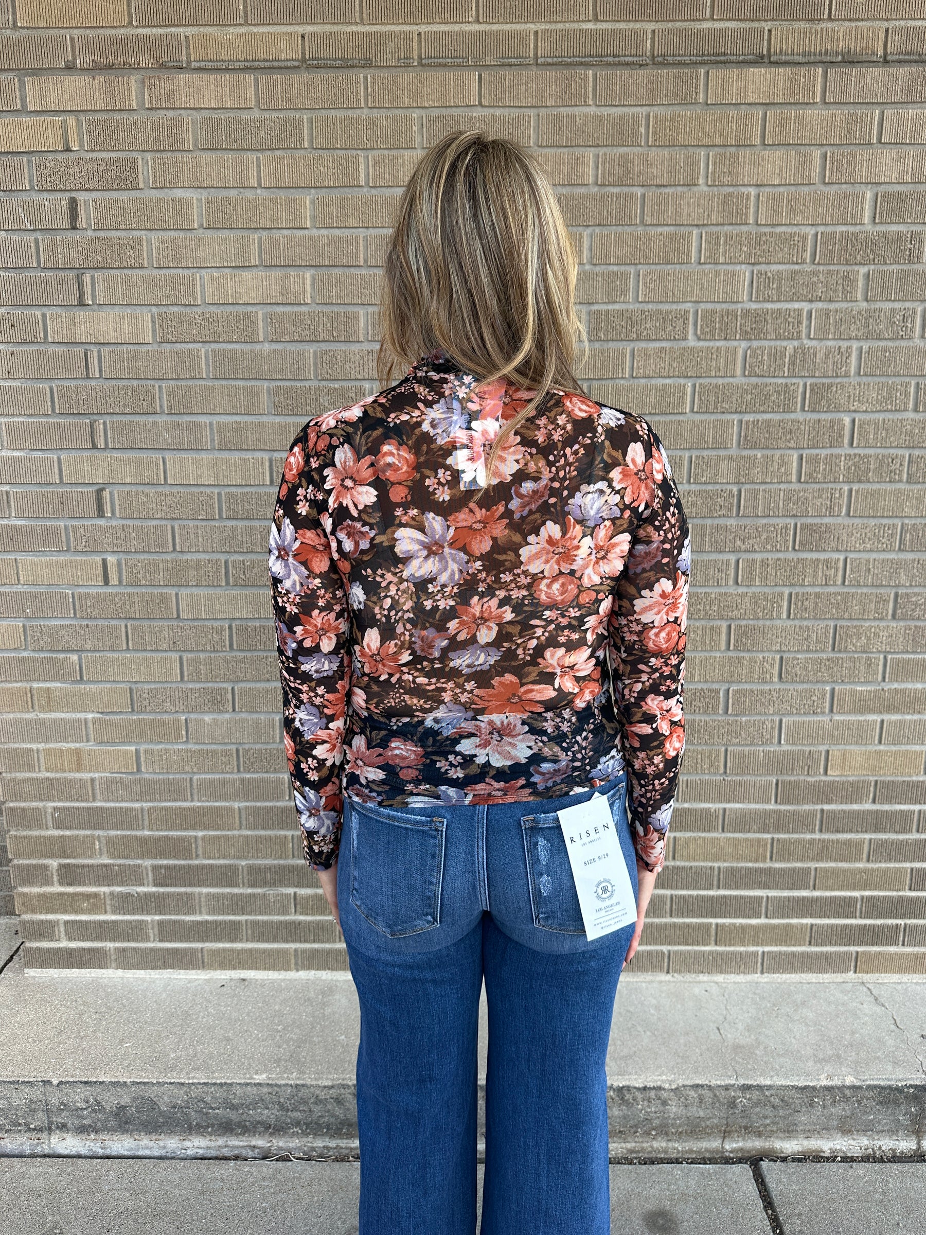 Floral Mesh Top - Black