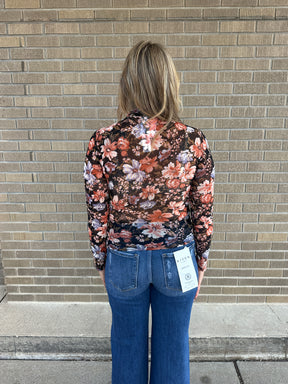 Floral Mesh Top - Black