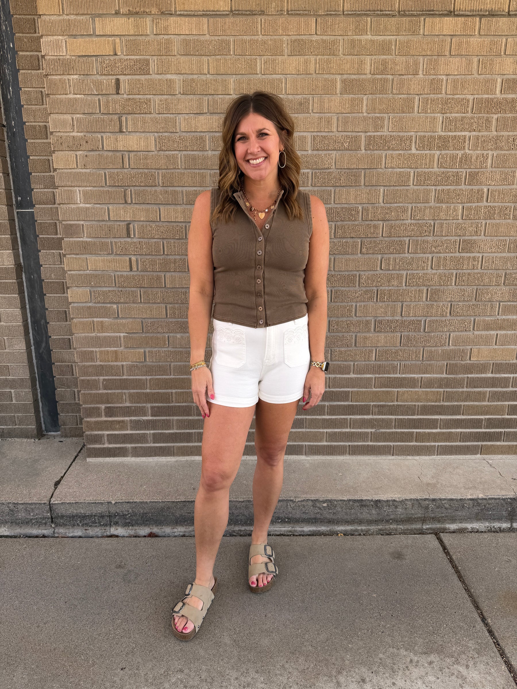 Chocolate Brown Button Up Tank