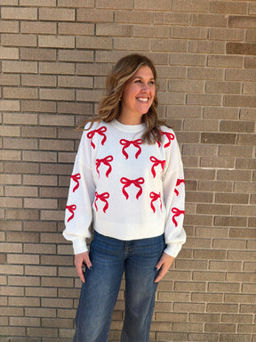 Red Bows For Days Sweater