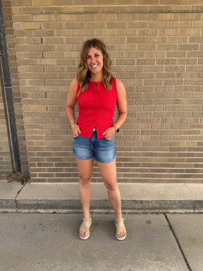Button Up Tank - Red