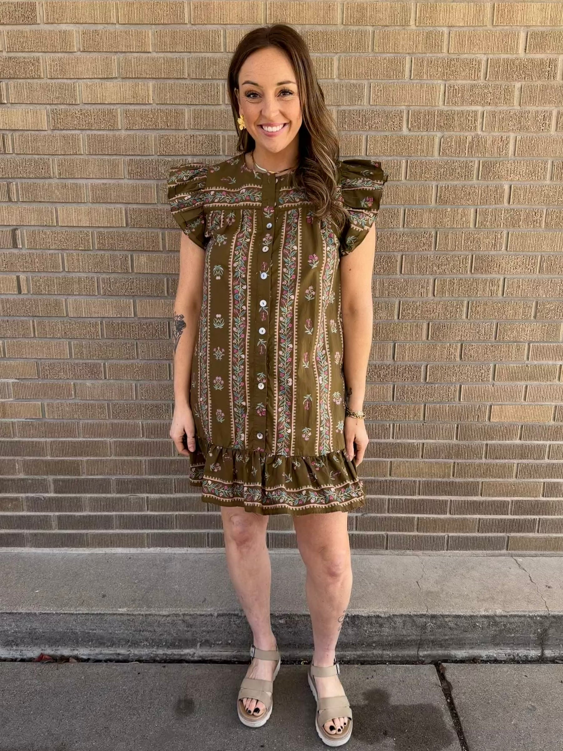 Olive Floral Mini Dress