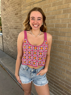 Pink Crochet Tank