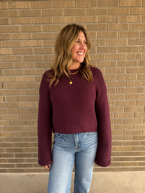 Dark Cherry Chunky Knit Sweater