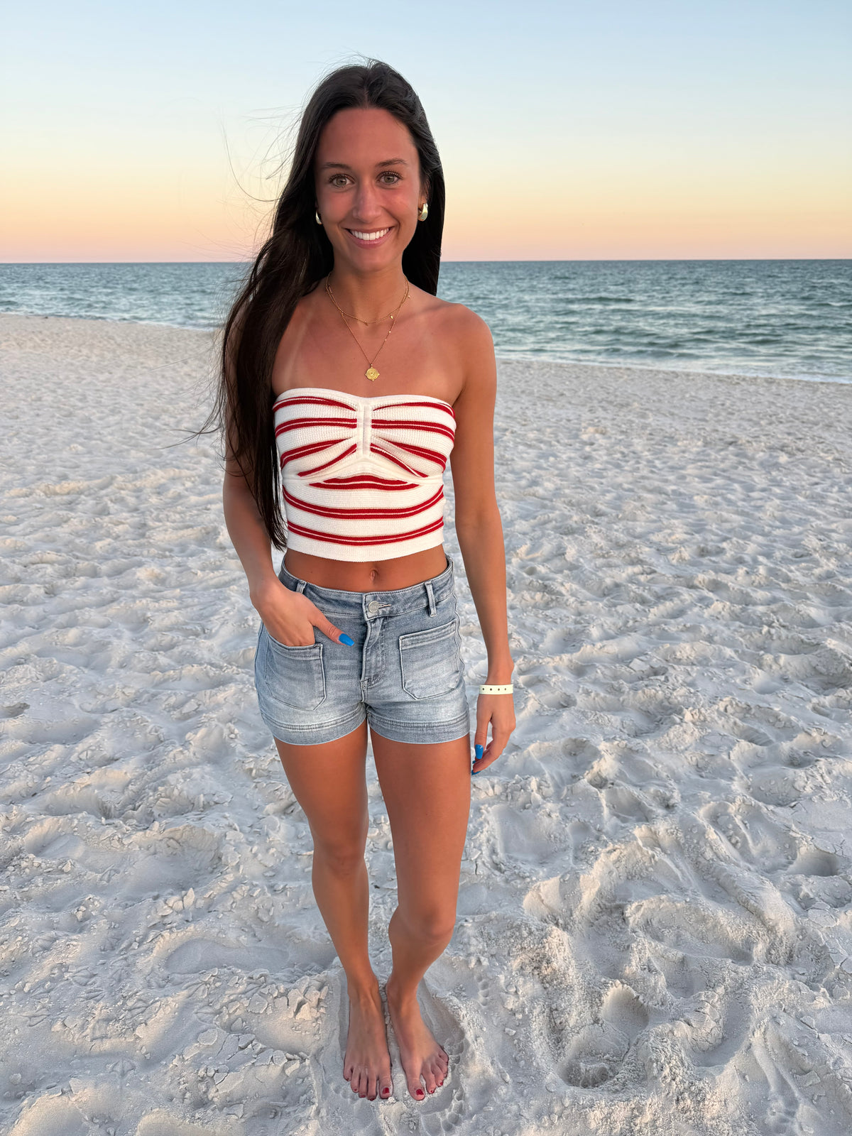 Red Stripe Tube Top