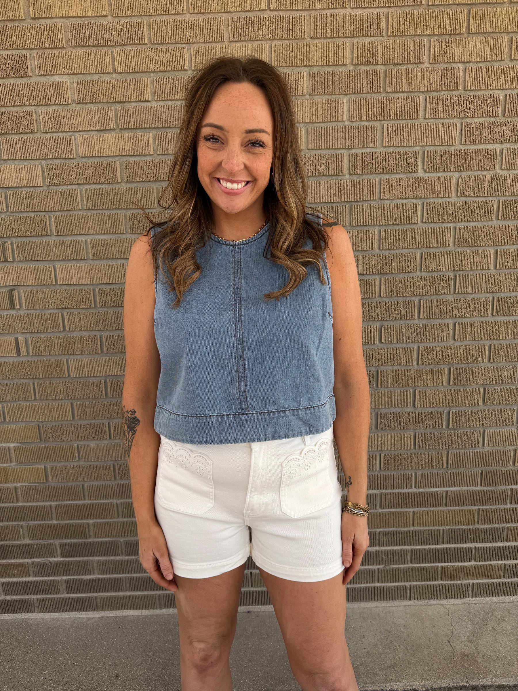 Caught Your Eye Denim Tank