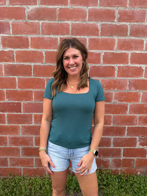 Everyday Square Neck Tee - Dark Teal