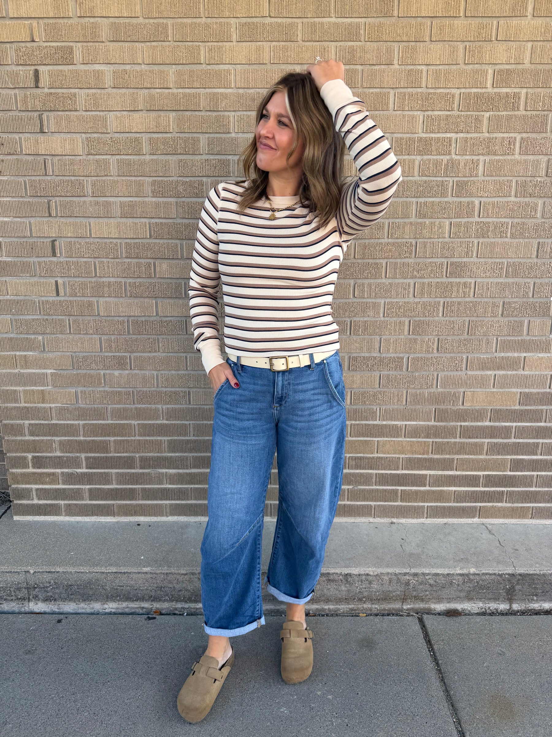 Stacy Long Sleeve - Cream Stripe