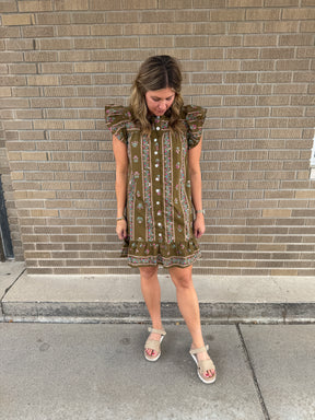 Olive Floral Mini Dress