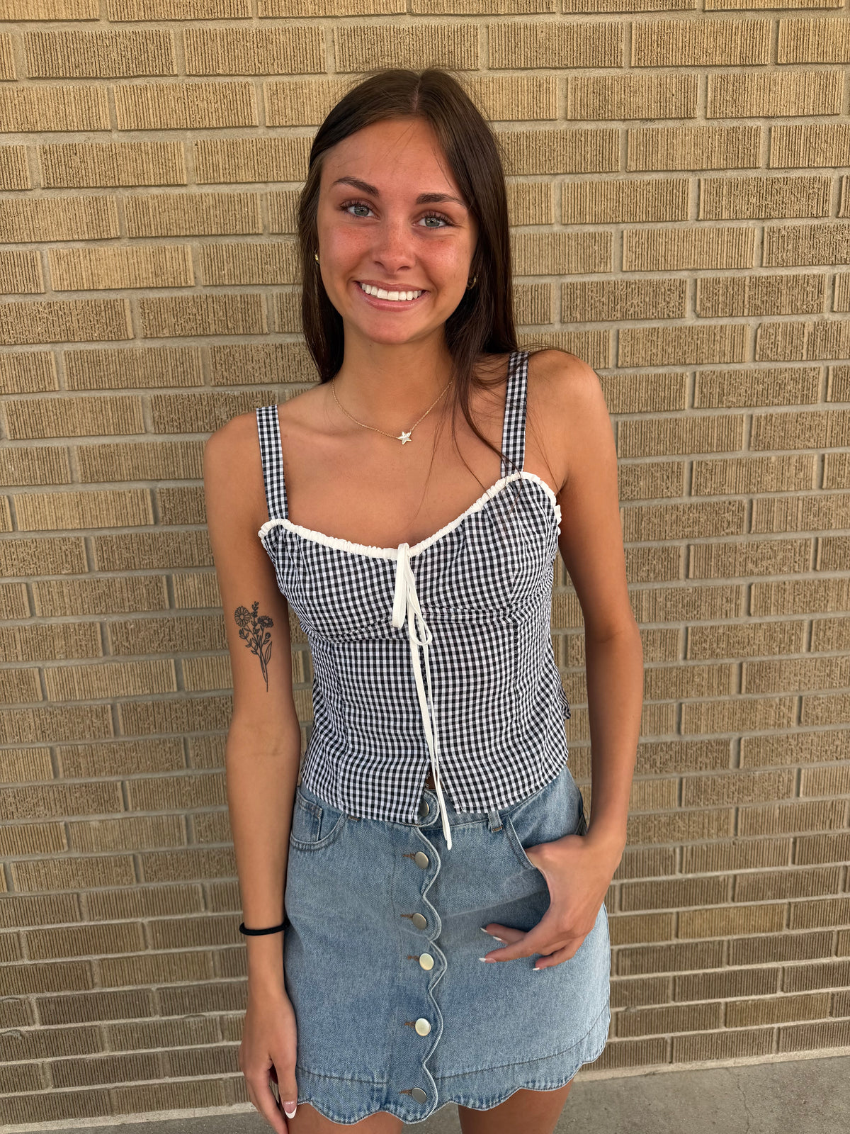 Black Gingham Tank